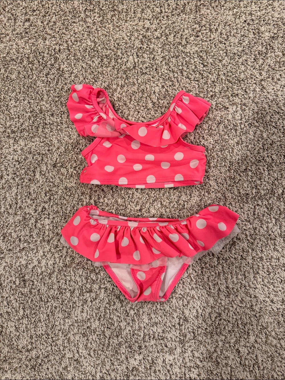 Cat & Jack Pink Polka Dot Ruffle Two-Piece Swim Set